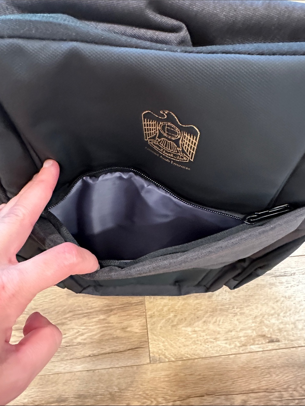 Black Men's Travel Backpack with UAE Emblem - Picture 3 of 10